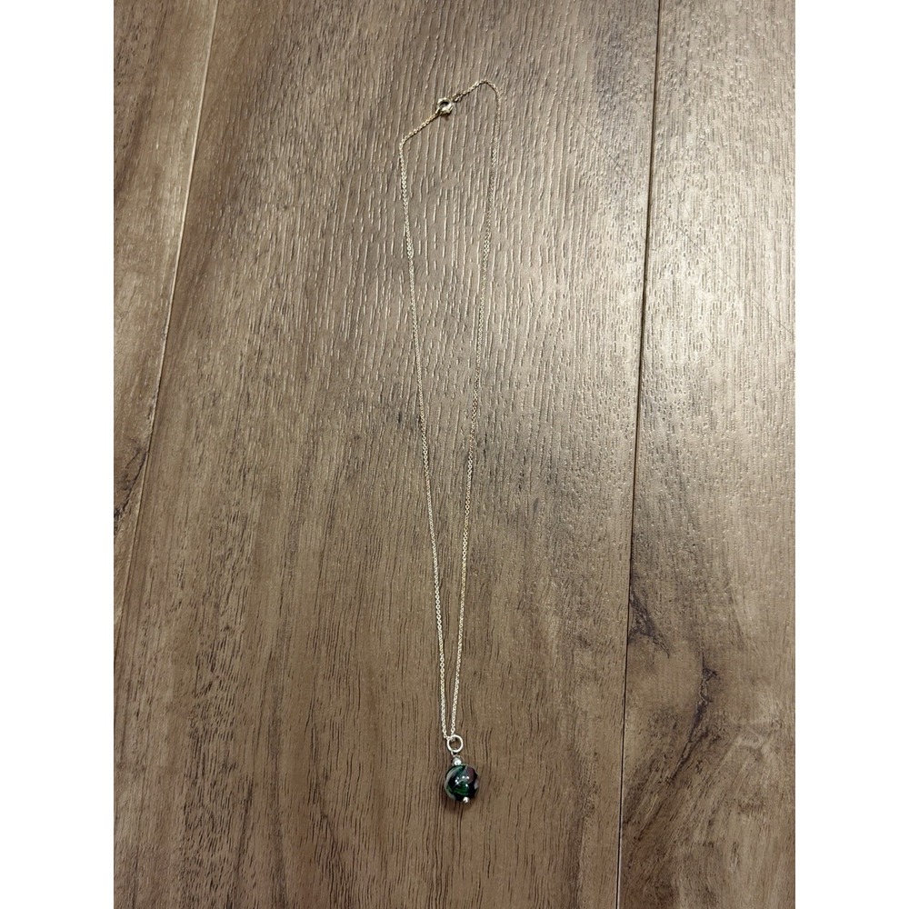 Sterling Silver Azurite Malachite Globe Pendant Necklace 18"